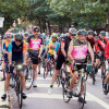 Housing Works cofounder and CEO Charles King leads a group of cyclists in the 2025 Braking AIDS Ride.
