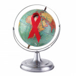 Globe with red ribbon AIDS
