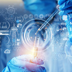 Genetic research and Biotech science Concept.