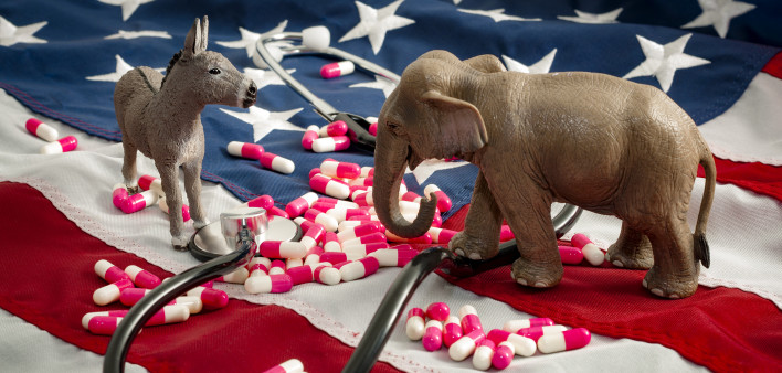 The fight over the Affordable Care Act and healtcare concept