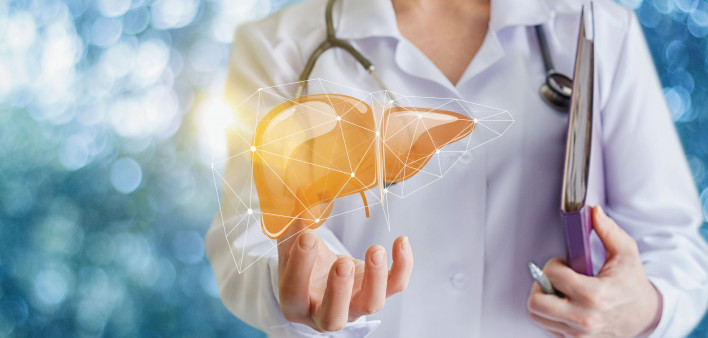Doctor and liver illustration