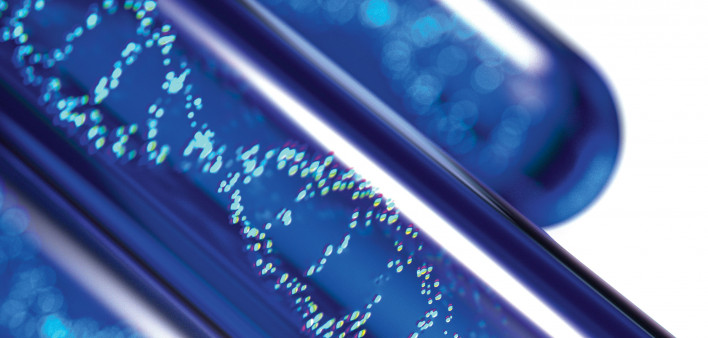 illustration DNA in test tube blue