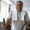 smiling black man exercising