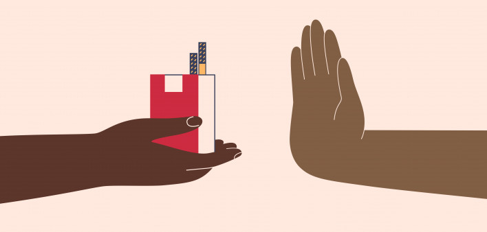 illustration cigarettes say no hand