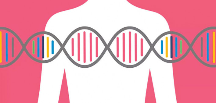 figure of woman with DNA over chest