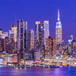 Panoramic View of the West Side of Midtown Manhattan at Twilight, New York City