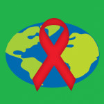 graphic red ribbon globe