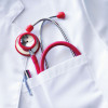 stethoscope in doctors pocket