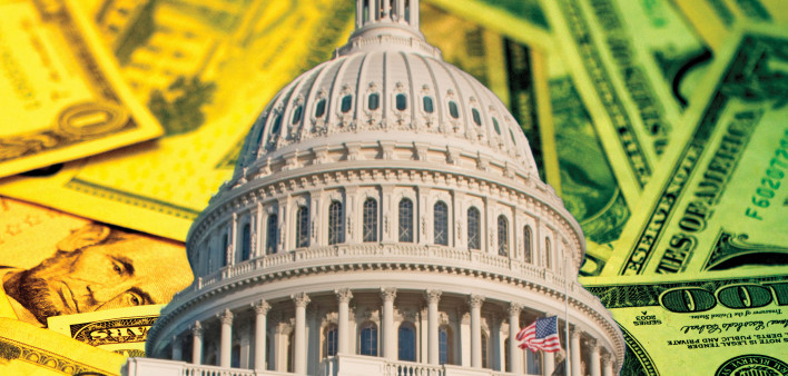 illustration Capitol building and money