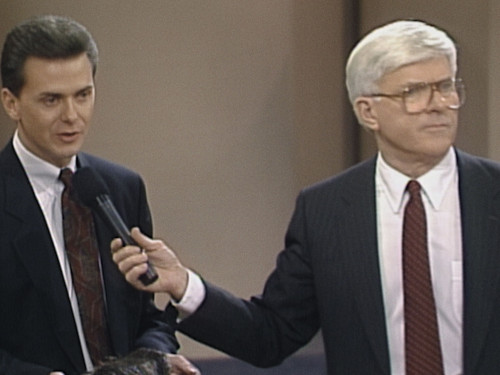 Scott Page (left) on The Phil Donahue Show