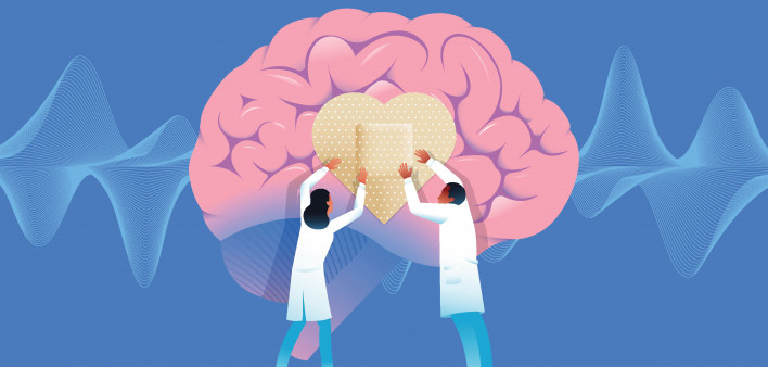 illustration doctors brain heart band aid