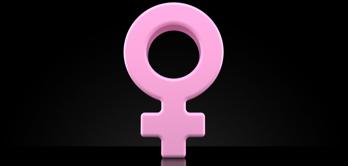 pink female symbol on black background