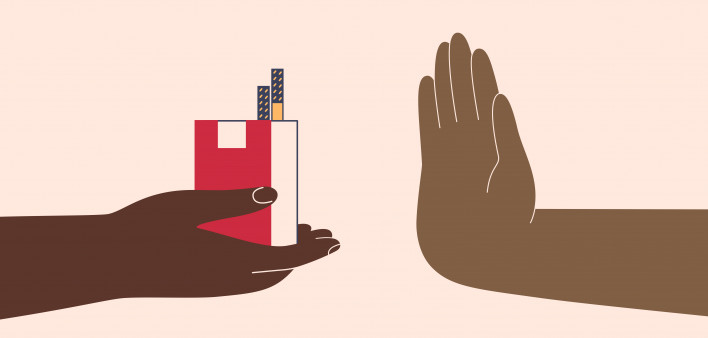 illustration cigarettes say no hand