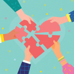 illustratin hands holding puzzle pieces of broken heart