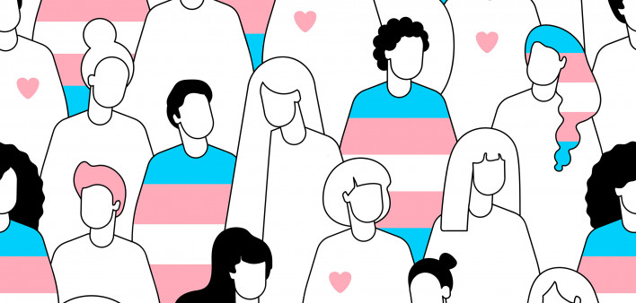 Transgender crowd of people seamless pattern.