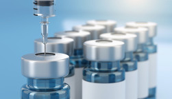 Rendering 3d vaccine medicine bottle flu vaccine anti-vaccination and covid-19