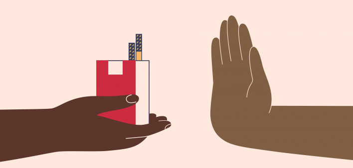 illustration cigarettes say no hand