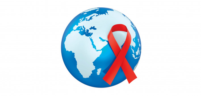illustration globe and red ribbon