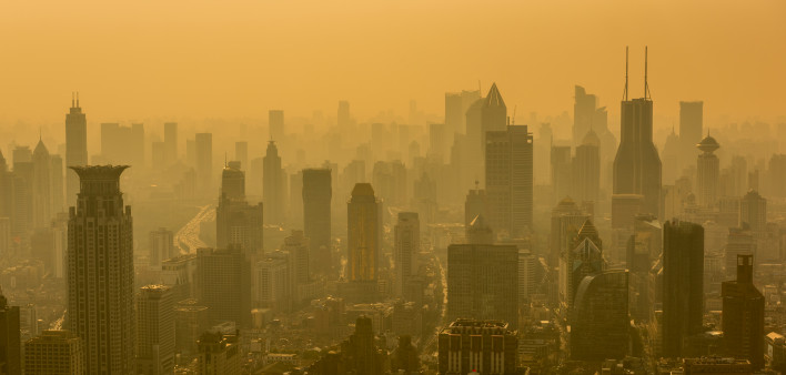 Shanghai Skyline smog air polution
