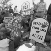 AIDS activists protest at the Food and Drug Administration’s headquarters in Rockville, Maryland, on October 11, 1988.