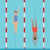 illustration figures swimming in pool lanes
