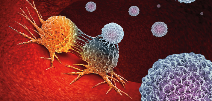 Cancer Immunotherapy as a human immune system therapy concept as a biomedical or biomedicine oncology treatment using the natural T cell fighting properties of the body as a 3D render.