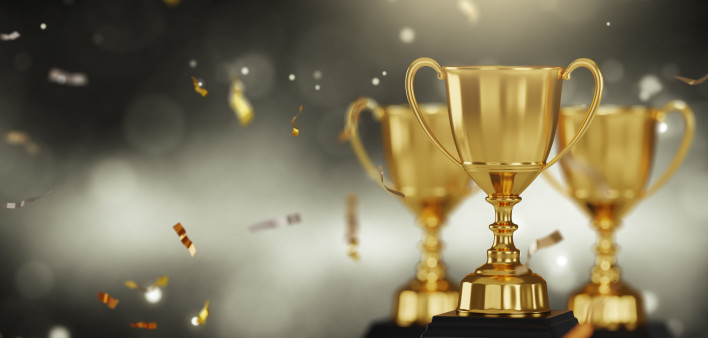 Gold trophy award background