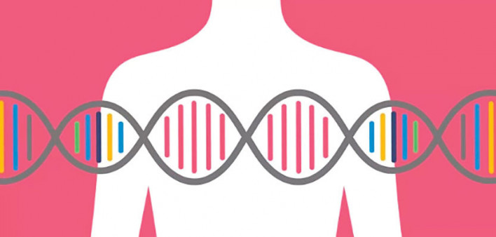 figure of woman with DNA over chest