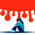 Concept of mental health and anxiety due covid-19. Female subject