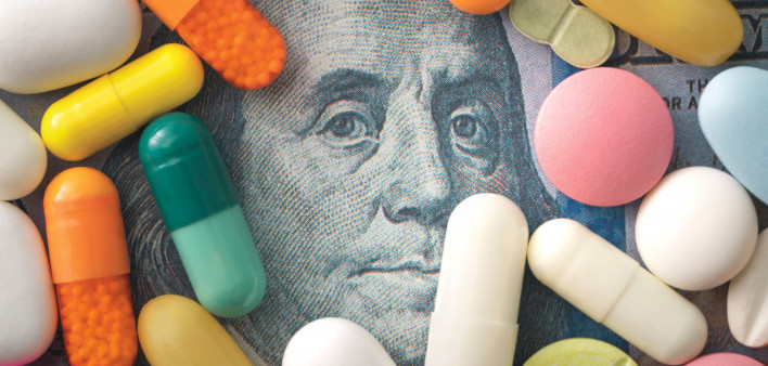 illustration pills and money