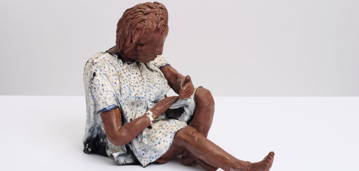 Joyce McDonald’s Queen Detox, 1998, acrylic and fabric on air-dry clay