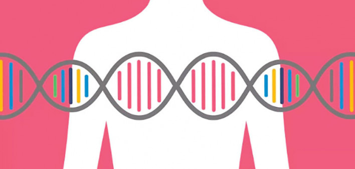 figure of woman with DNA over chest