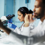 researchers working in the lab