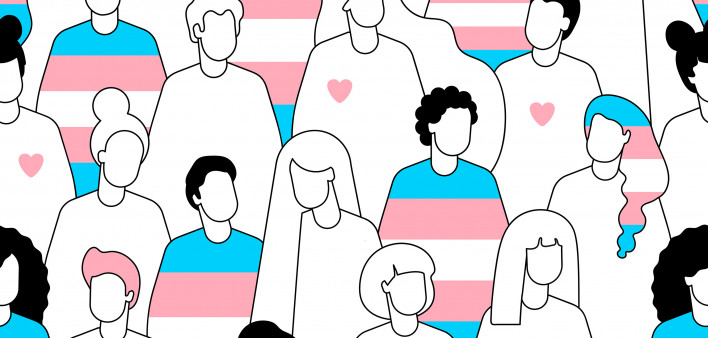 Transgender crowd of people seamless pattern.