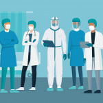 Brave doctors and nurses fighting coronavirus in the hospitals illustration