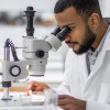 Scientist looking through the microscope stock photo Laboratory, Research, Scientist, Oncology, Cance
