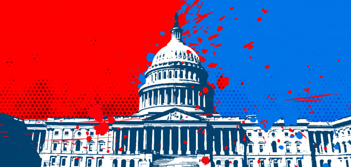 Washington DC Capitol building red republican blue democrat