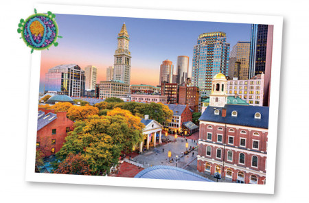 HIV Virus and Boston Skyline