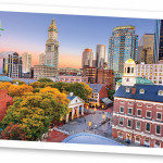 HIV Virus and Boston Skyline