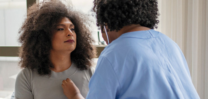 Transgender woman getting an exam