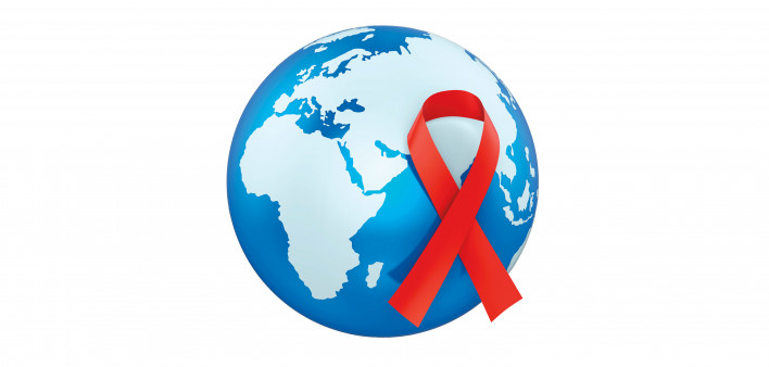 illustration globe and red ribbon