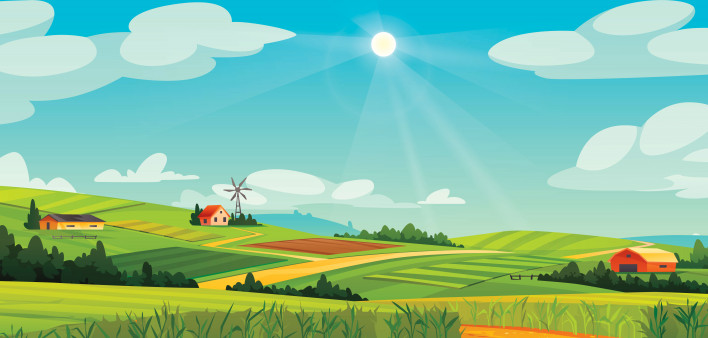 illustration rural landscape farm land