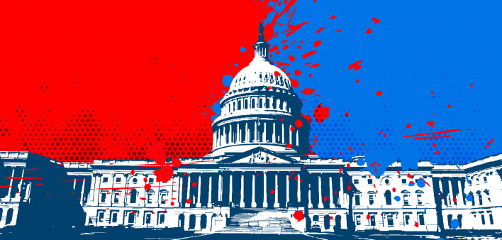Washington DC Capitol building red republican blue democrat