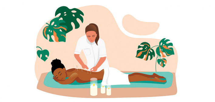 illustration woman getting a massage