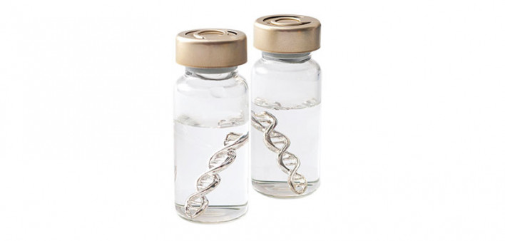 metal dna in vials vaccine concept