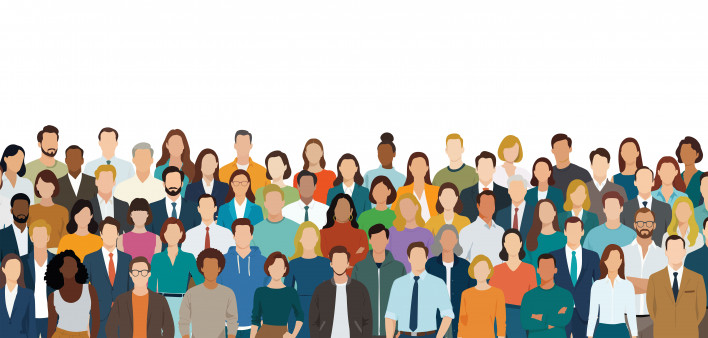 illustration diverse crowd people