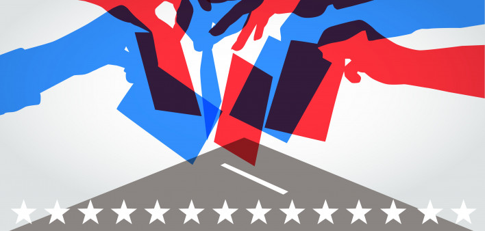 USA, Ballot Box, Nomination hands with ballots