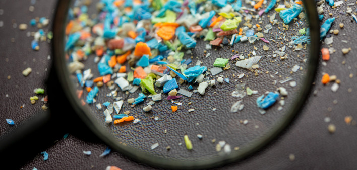 Macro shot on a bunch of microplastics that cannot be recycled.