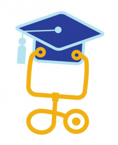 illustration graduation cap and stethoscope