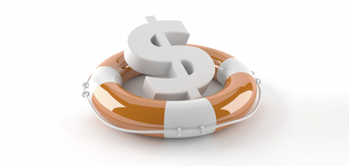 a US dollar symbol in a life preserver